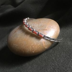 Navajo Coral Silver Bracelet